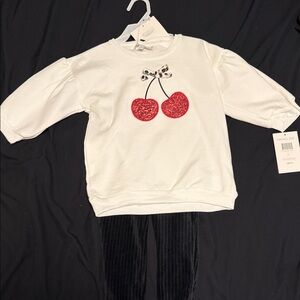 Rachel Zoe White Top with Red Cherry Accent